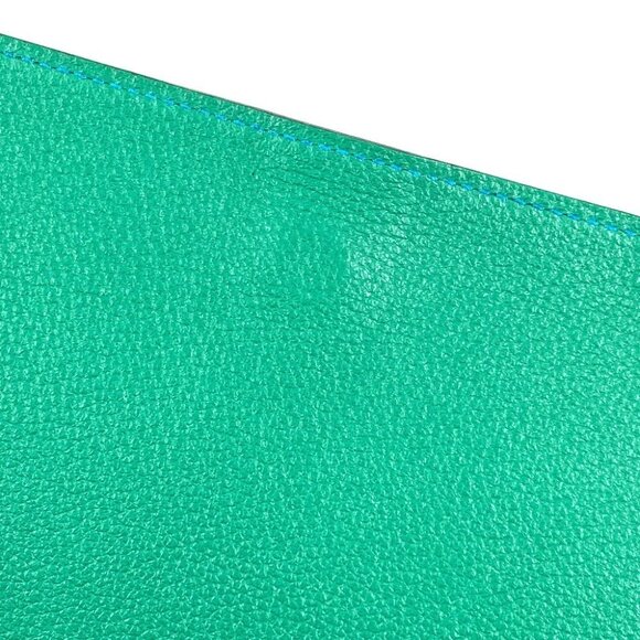 HERMES Bicolor RMS Tutankhamun bifold Long Wallet Evercolor blue/Green - Picture 10 of 14